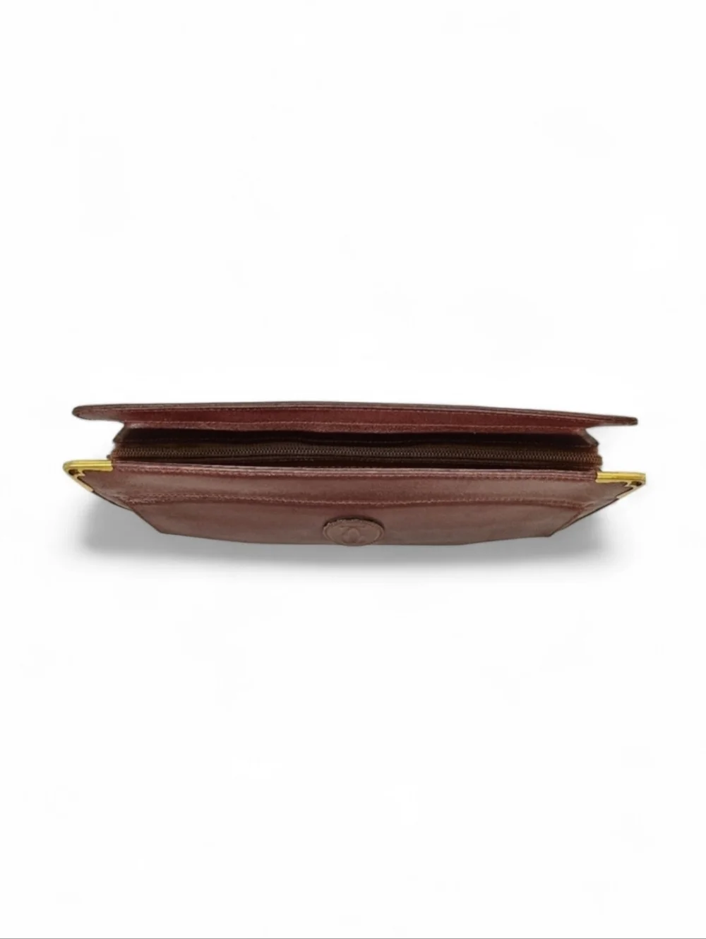 Cartier Must De Front Snap Clutch in Burgundy Calfskin Leather
